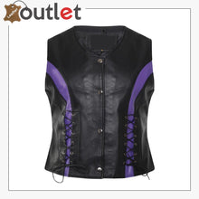 Load image into Gallery viewer, Womens Lambskin Handmade Classical Real Leather Biker Vest
