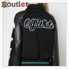 Womens Leather Varsity Inspired Bomber Jacket