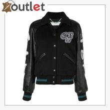 Load image into Gallery viewer, Womens Leather Varsity Inspired Bomber Jacket
