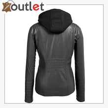 Load image into Gallery viewer, Womens Plus Size Faux Leather Moto Biker Zip Up Hoodie Jacket
