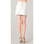 Womens Stylish Genuine Lambskin White Leather Mini Skirt Leather Outlet