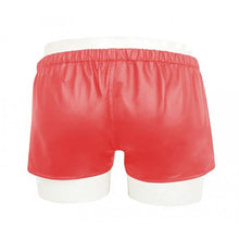 Load image into Gallery viewer, Custom Made Lace Up Style Red Leather Shorts for Men
