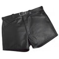 Men Cool Fashion Real Sheepskin Black Leather Shorts Leather Outlet