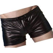 Load image into Gallery viewer, Men Sexy Hot Real Sheepskin Black Leather Shorts
