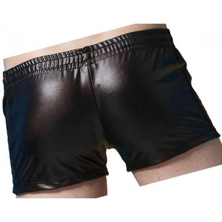 Men Sexy Hot Real Sheepskin Black Leather Shorts Leather Outlet