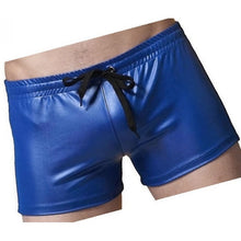 Load image into Gallery viewer, Men Sexy Hot Real Sheepskin Blue Leather Shorts
