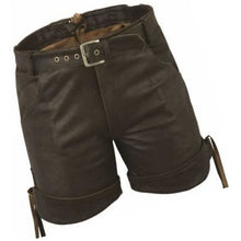 Load image into Gallery viewer, Men Smart Wear Real Sheepskin Dark Brown Leather Shorts

