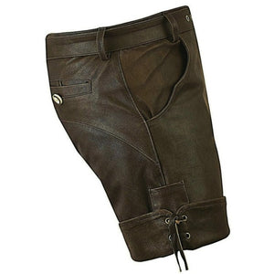 Men Smart Wear Real Sheepskin Dark Brown Leather Shorts