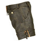 Men Smart Wear Real Sheepskin Vintage Brown Leather Shorts Leather Outlet