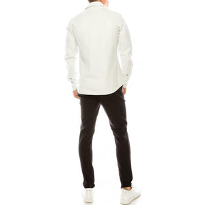 Mens Fashion Wear Real Sheepskin White Leather Shirt