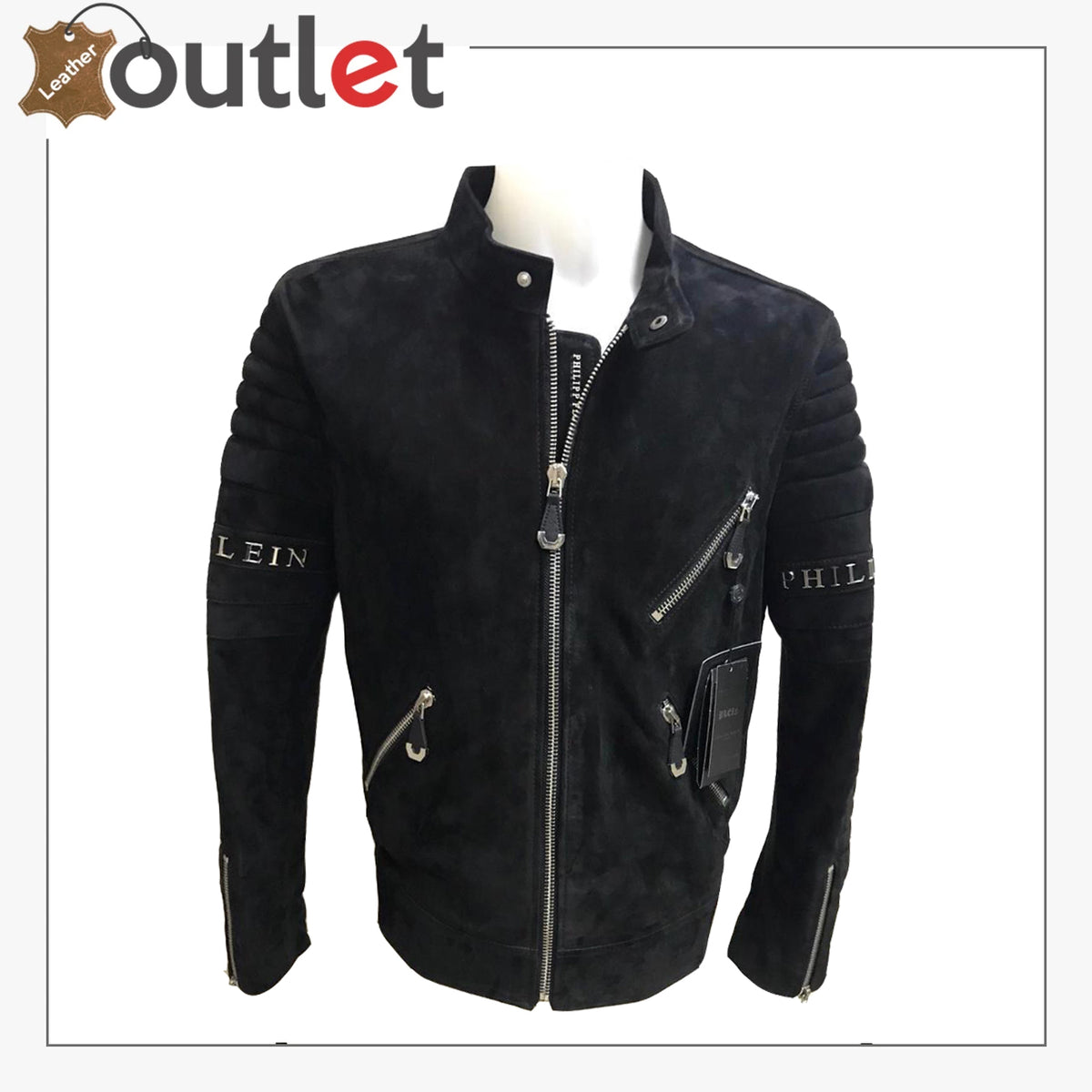 Black suede leather jacket for men with soft matt nap