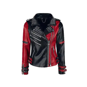 Handmade Women Black Fashion Studded Punk Style Leather Jacket 10 jackets